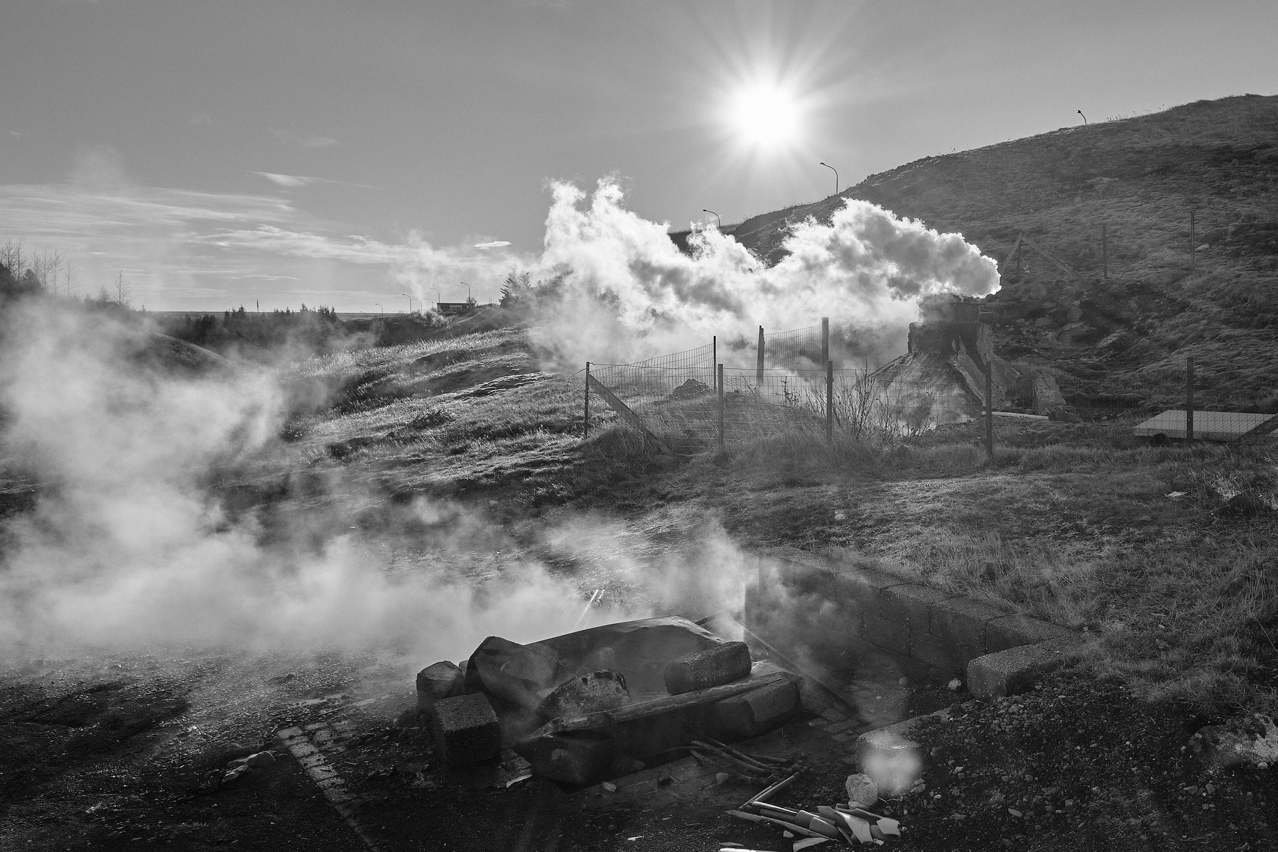 Steam rising from a geothermal well in Hveragerði